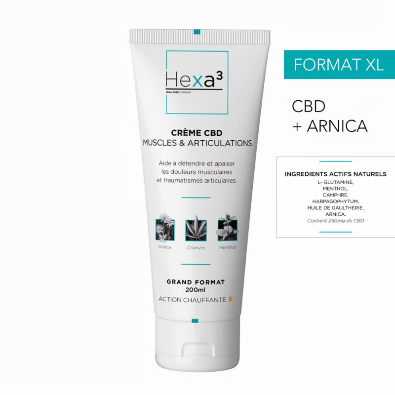 Boutique CBD Mouvaux - Crème CBD Arnica Muscles & Articulations 200ml HexaFLEX® Hexa3- image 2 -