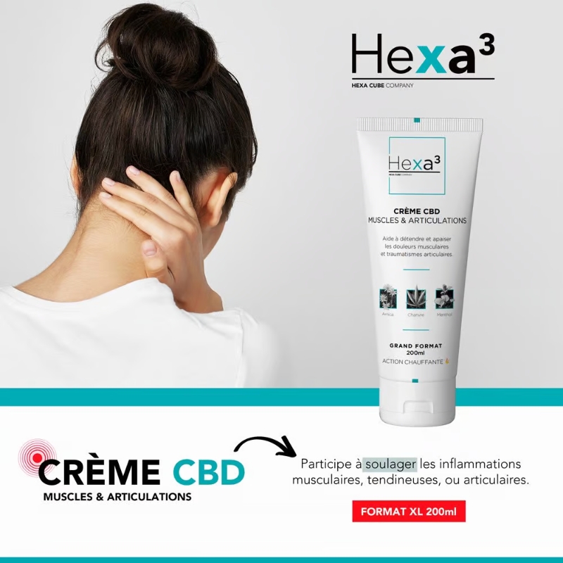 Boutique CBD Mouvaux - Crème CBD Arnica Muscles & Articulations 200ml HexaFLEX® Hexa3- image 3 -