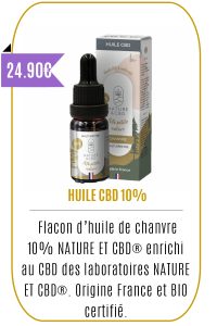 Boutique CBD -Huile de chanvre bio - CBD NATURE ET CBD - 1.000mg (10%) -Mouvaux