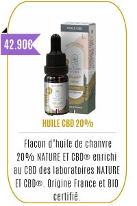Boutique CBD -Huile de chanvre bio - CBD NATURE ET CBD - 2.000mg (20%) -Mouvaux